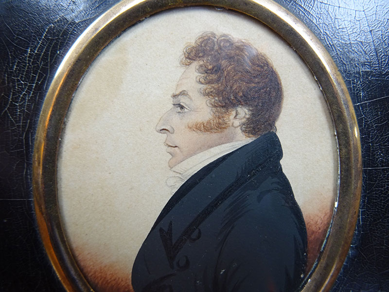 19th century miniature watercolour portrait of a gentleman